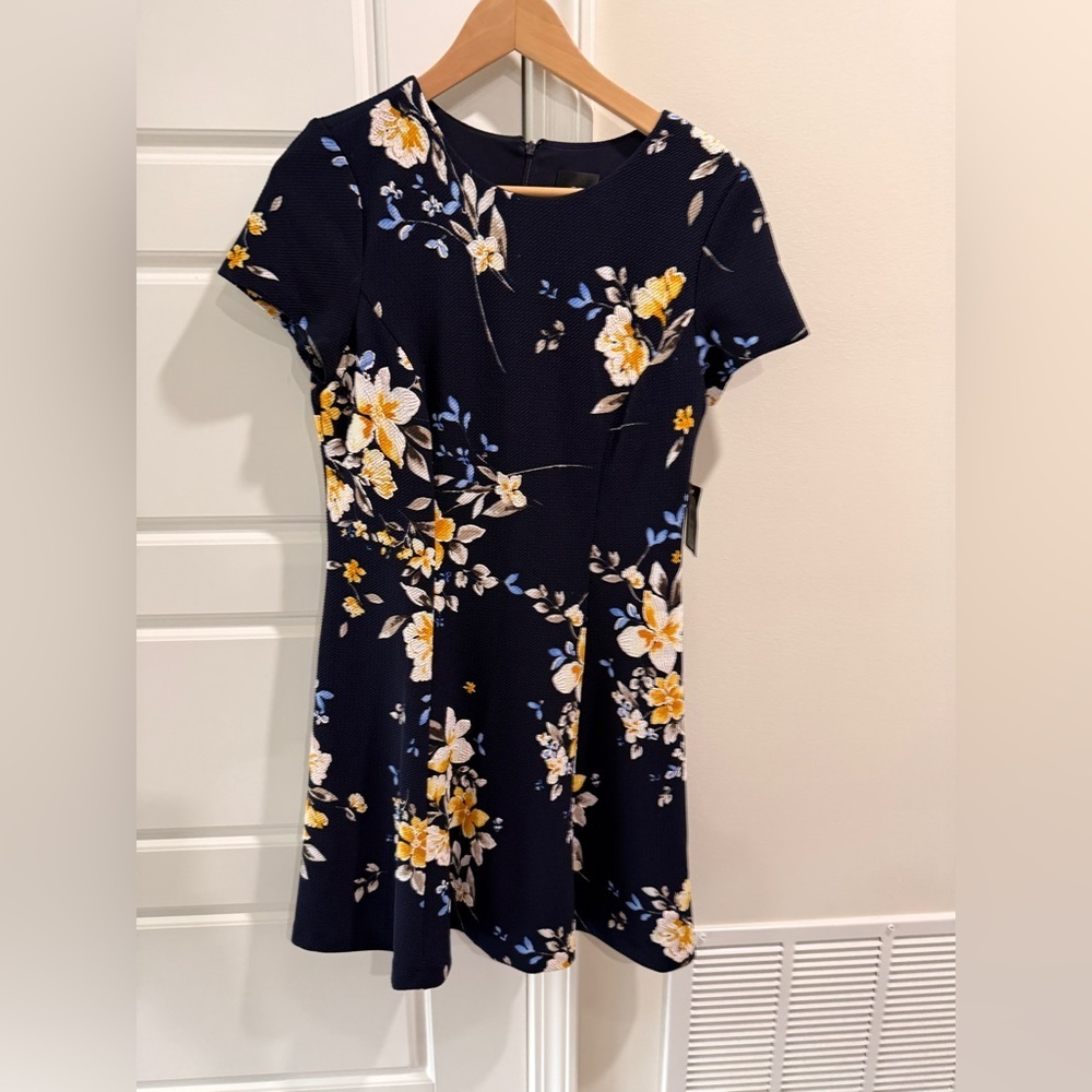 Jessica Howard Navy Floral Fit & Flare Autumn Mini Dress Size 8P Back to School